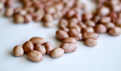 Peanuts or groundnut on white background.