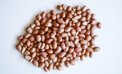 Peanuts or groundnut on white background.