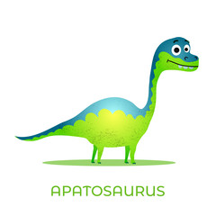 Cute dinosaur Apatosaurus cartoon drawn for tee print. Vector
