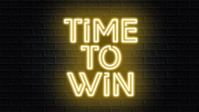 yellow neon video animation time to win