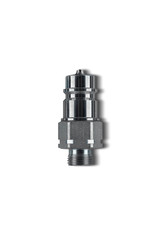 Euro standard Hydraulic quick coupler for quick connect fitting coupling. Made of stainless steel for join hose oil, water and air. Isolated on white background with shadow. 