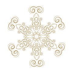 Golden snowflake vector illustration. Holiday temporary tattoo.