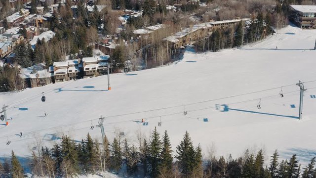 Litte Nell run at Aspen Mountain Colorado with skiers