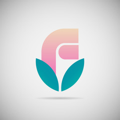 Letter F logo flower simple elegant flat design. creative gradient logo vector. abstract unique font and alphabet modern logo for company, spa, health, event, community. EPS 10.