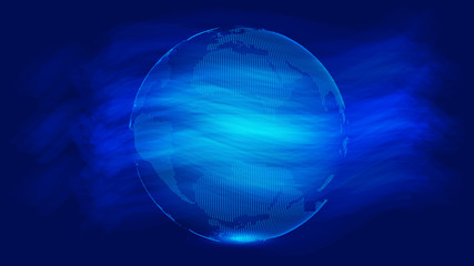 Dynamic particles, dots and lines link to build digital sphere, the world network technology big data, globalization, internationalization, science and technology concepts