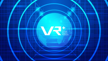 VR,VRP, digital technology earth, perspective space, deep blue technology effect.