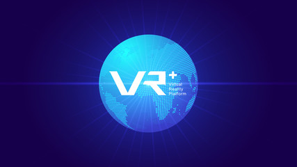 VR,VRP, digital technology earth, perspective space, deep blue technology effect.