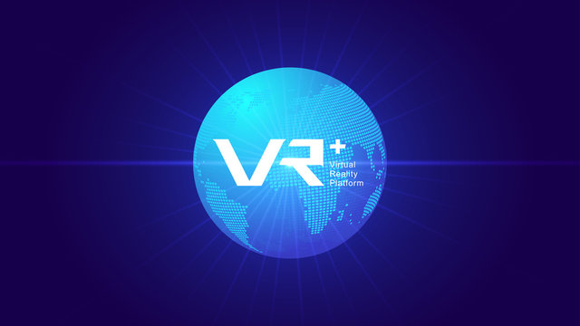 VR,VRP, digital technology earth, perspective space, deep blue technology effect.