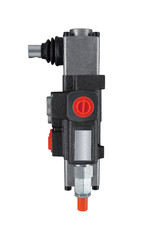 Three section Hydraulic distributor of the tractor on isolated white background