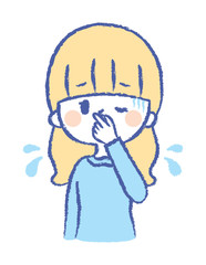 Illustration of a woman smelling a smell