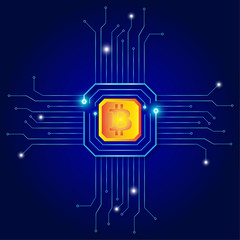 Bitcoin in the future abstract technology background, the concept of global technology network.