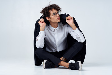 young man with headphones listening to music