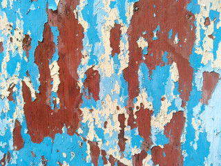 Wood walls with peeling paint. Wood wall texture can be used as a wall frame and wall background. Dirty and Old wooden wall texture background.