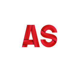 Initial two letter red 3D logo vector AS