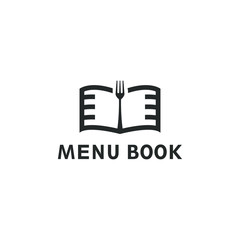 Fototapeta na wymiar Menu book logo with fork