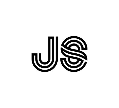 Initial two letter black line shape logo vector JS
