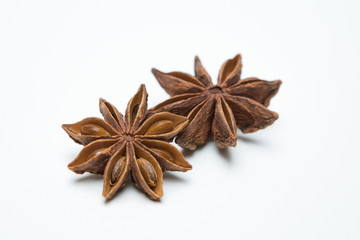 Star anise on a  white background