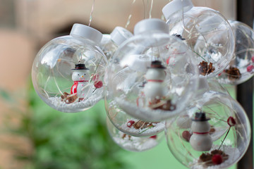 Snowman in a little bubble with snow