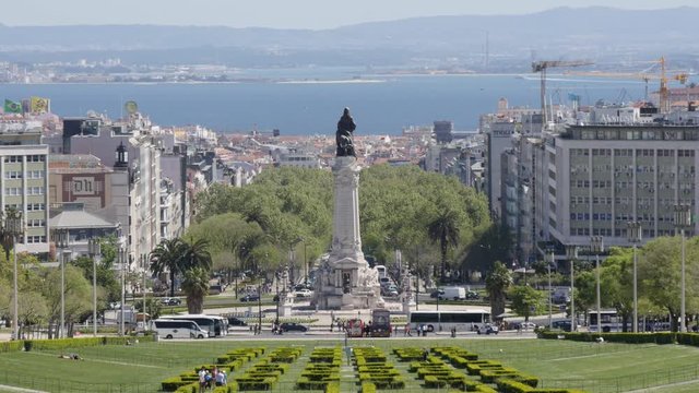 Eduardo VII park downtown lisbon portugal 4k