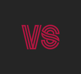 Initial two letter red line shape logo on black vector VS