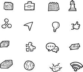 The doodle business icon set.
