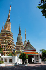 Fototapeta premium Stupas in Wat Pho(The Temple of the Reclining Buddha) in Bangkok , Famous temple in Thailand .