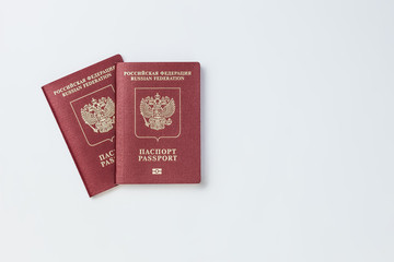 Two Russian passports on a white background isolate