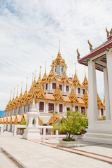 Naklejka premium Wat Ratchanatdaram or Loha Prasat the only metal castle in the world still in Bangkok, Thailand.