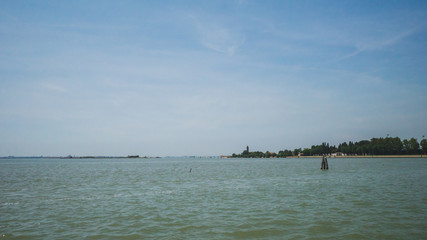 View of lagoon from island of Burano, Venice, Italy
