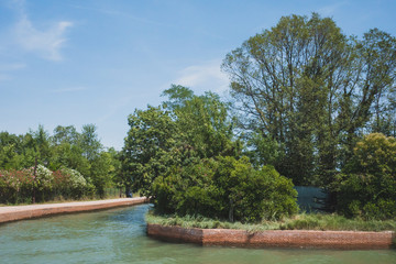 Fototapeta premium Canal between trees in island of Torcello, Venice, Italy