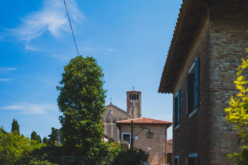 Cathedral of Santa Maria Assunta and bell tower on island of Torcello, Venice, Italy