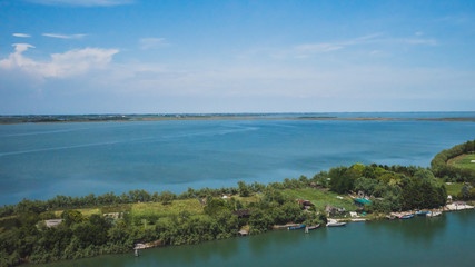 Naklejka na ściany i meble View of island of Torcello and lagoon, from bell tower of Cathedral of Santa Maria Assunta, Torcello, Venice, Italy