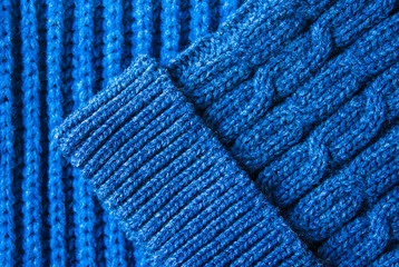 Knitted scarf and hat texture.