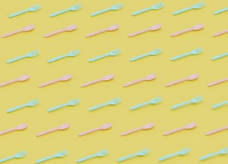 スプーンとフォーク背景3DCGの画像