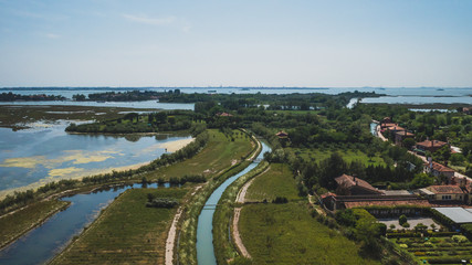 Fototapeta na wymiar View of island of Torcello and lagoon, from bell tower of Cathedral of Santa Maria Assunta, Torcello, Venice, Italy