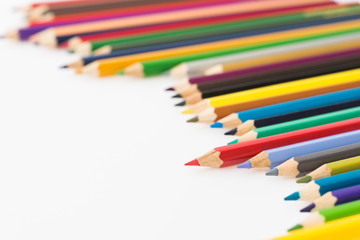 Crayons on white background.