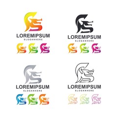 colorful dragon logo design vector bundle