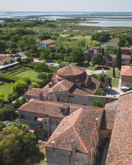 Obraz premium View of island of Torcello from bell tower of Cathedral of Santa Maria Assunta, in Torcello, Venice, Italy