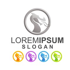 colorful dragon logo design vector
