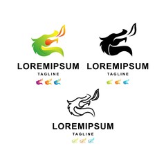 colorful dragon logo design vector bundle