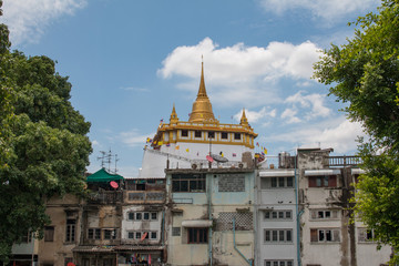 Golden pagoda or Golden Mountain temple is a famous location in Wat Sraket Rajavaravihara temple.
