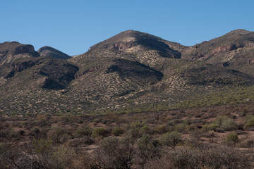Superstion Mountains close up in Arizona.