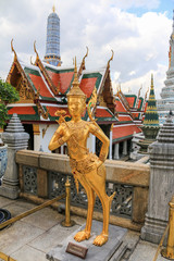 Grand palace and Wat phra keaw or Temple of the Emerald Buddha  is one of the most important Buddhist temples, Bangkok, Thailand 