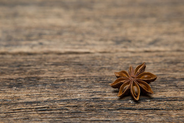 Selective focus of Star anise  on a white background and copy space