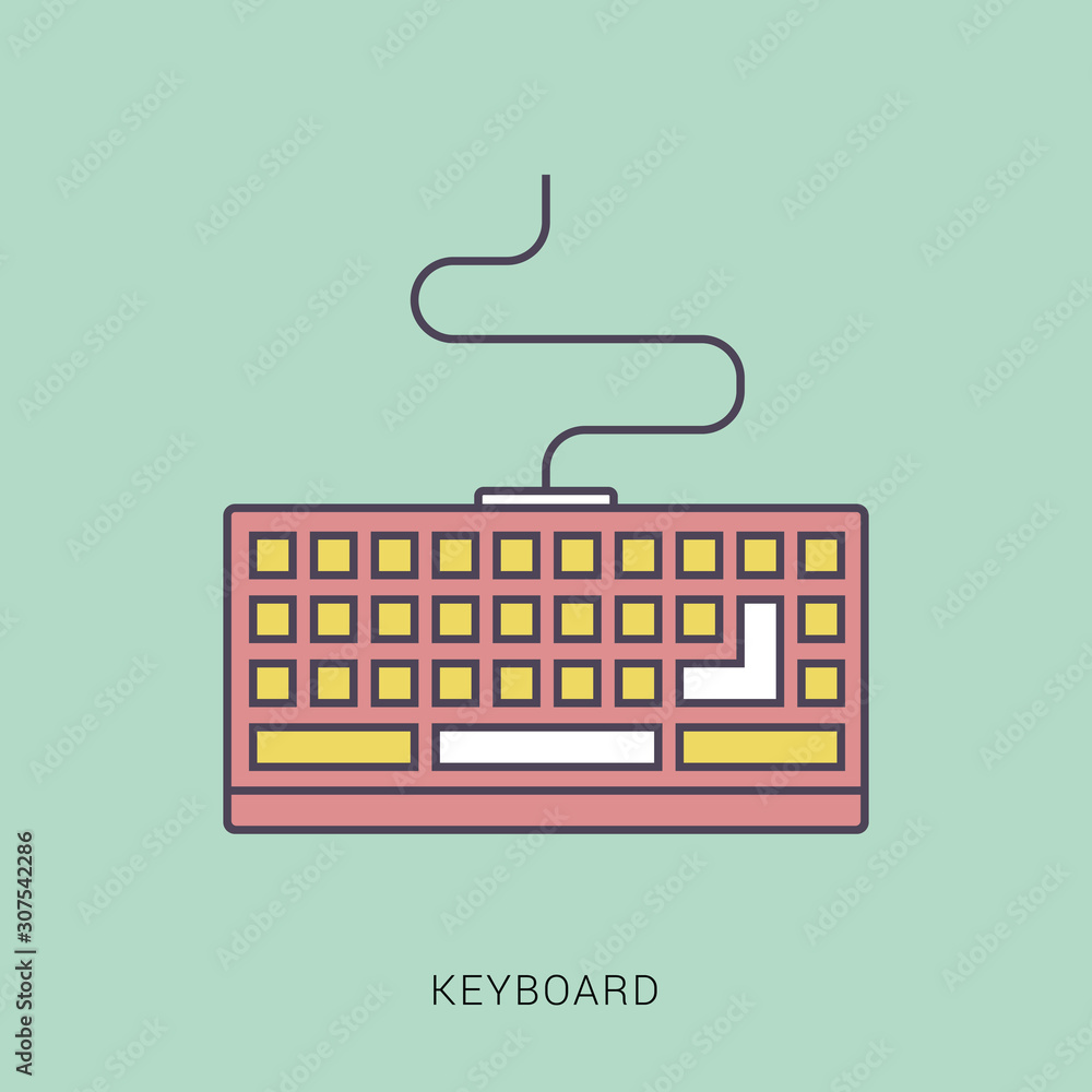 Fototapete keyboard vector icon. keyboard linear sign. computer keyboard icon. red and green color with outline