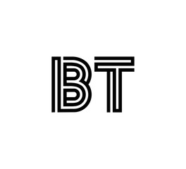 Initial two letter black line shape logo vector BT