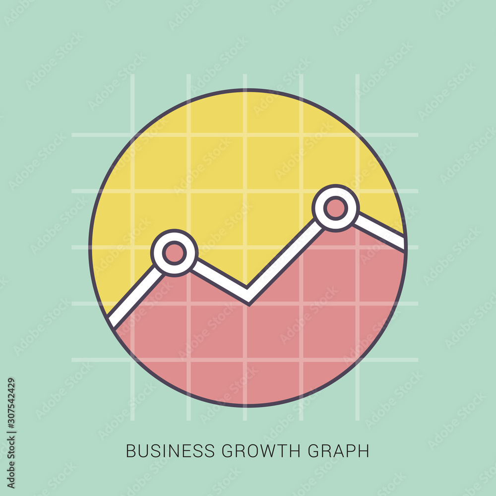 Poster Bar Chart Vector Icon. Flat icon isolated on the white background. Red and green color with outline concept.
