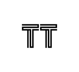 Initial two letter black line shape logo vector TT