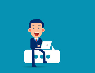 Conversation concept. Business with laptop and bubble talk.