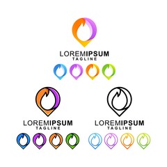 colorful point with fire logo design bundle